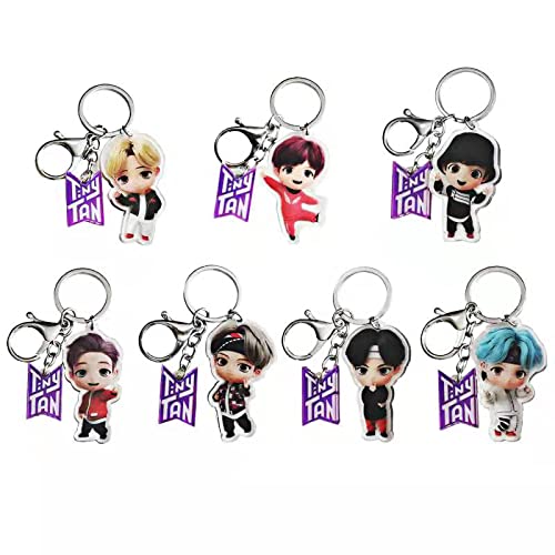 7 unids/Set de Dibujos Animados Bangtan niños Llavero Conjunto mercancía acrílico...