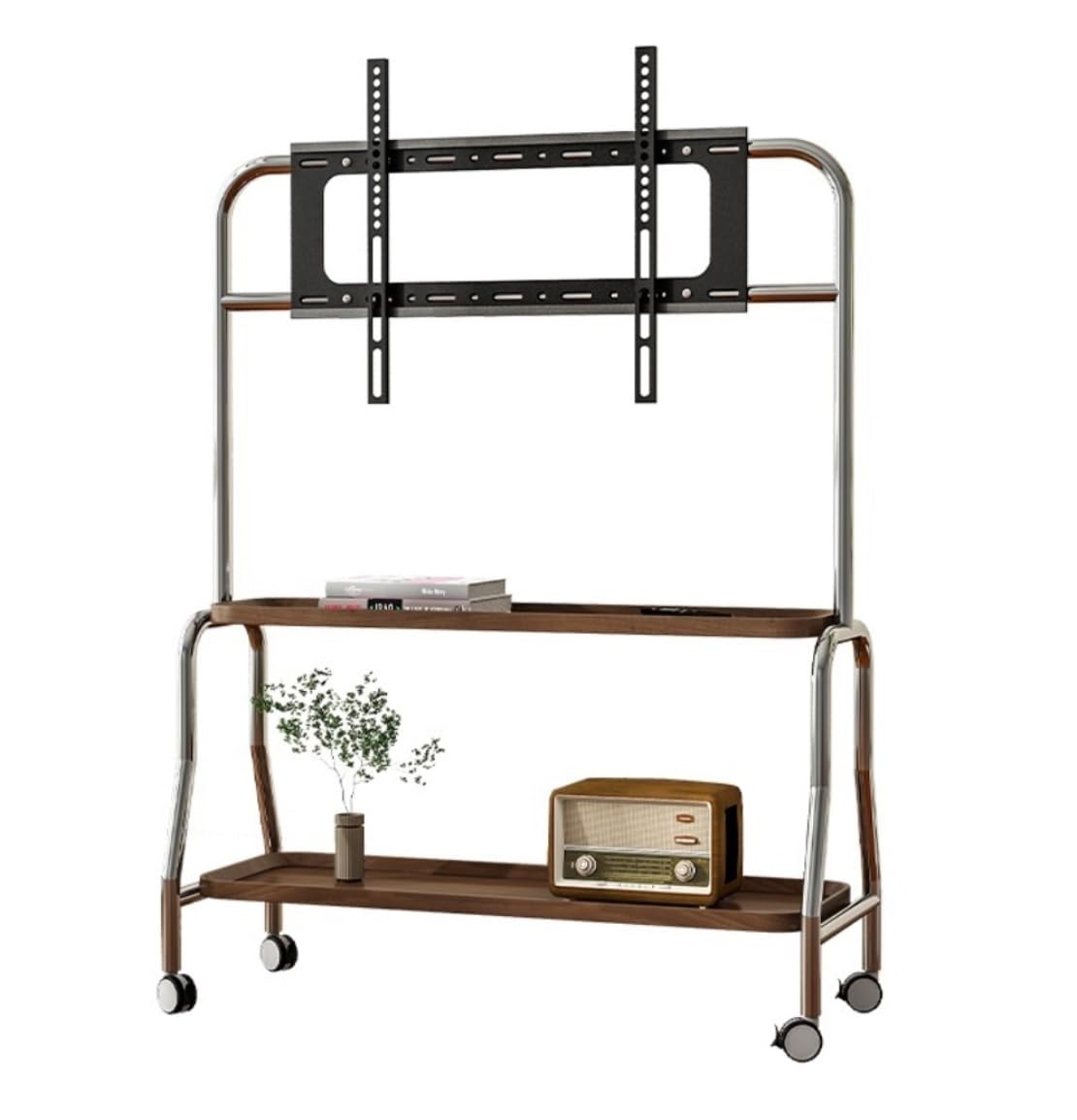 DFGHNBVC Universal Tv Stand Tv Stand For Bedroom Mobile Tv Stand For 40-75 Inch Tvs, Rolling Tv Cart With Double Shelf And Wheels, Holds Up To 198Lbs Universal Television Stands