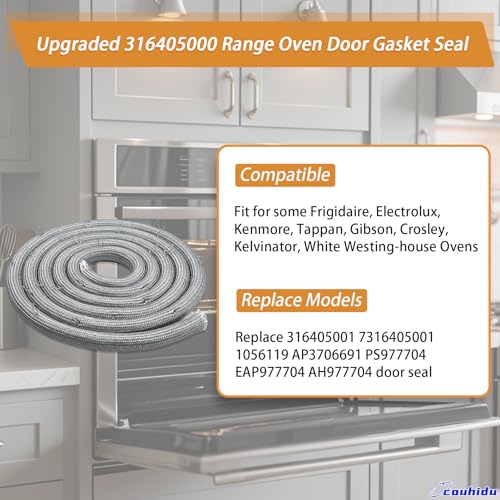 Upgraded 316405000 Range Oven Stove Door Gasket Seal (16 Mounting Clips), Fit for Some Frigidaire, Electrolux, Kenmore, Tappan, Gibson Ovens, Replace 316405001 7316405001 1056119 AP3706691 PS977704