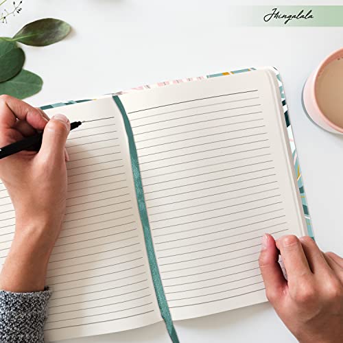 Image of Jhingalala Hardbound Undated Personal Diary | Flower and Leaf Theme Printed A5 Notebook Journal (20 x 14.5 cm, 80 GSM, 192 Ruled Pages)