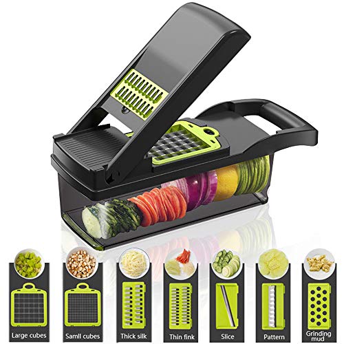 Houchu Vegetable Cutter Multifunctional Food Chopper Vegetable Fruit 7 In1 Grater Peeler Cutter Slicer with Container Kitchen Accessories