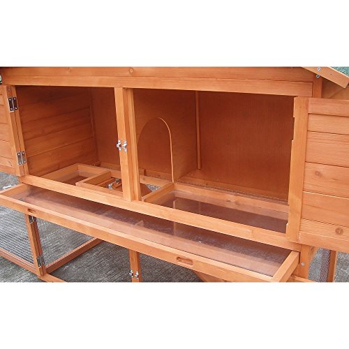 Melko Hasenstall Kleintierhaus mit Freilaufgehege, 120 x 56 x 98 cm, aus Holz, inkl. Rampe und Runddach – Bild 5