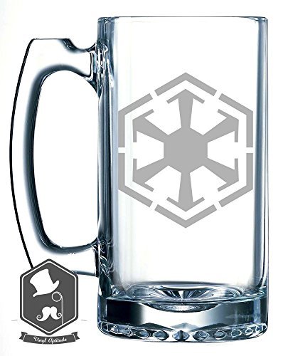 Star Wars Empire Logo Inspired 25 OZ Hand-made Etched Beer Mug Glass Stein