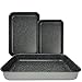NAMAI Set 3 Teglie Forno antiaderente, Lasagnera, Design Effetto Pietra, Adatta Per la Lavastoviglie, Alluminio (SET TRIS 35CM 25CM 20CM)