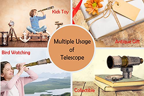Rii Antique Decor Spyglass, Pirate Telescope With Leather Case, Handheld Telescope For Adventure Enthusiasts, Monocular Nautical Decor For Gifting, Travellers, Kelvin & Hughes London, 16" #TOP4