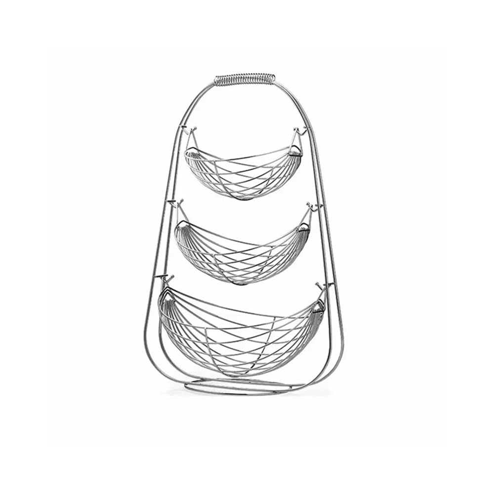 Zhaoj24-05 Fruit Racks 2/3 Tiers Fruit Basket Stand Kitchen Vegetables Storage Stainless Steel Organizer(Large)