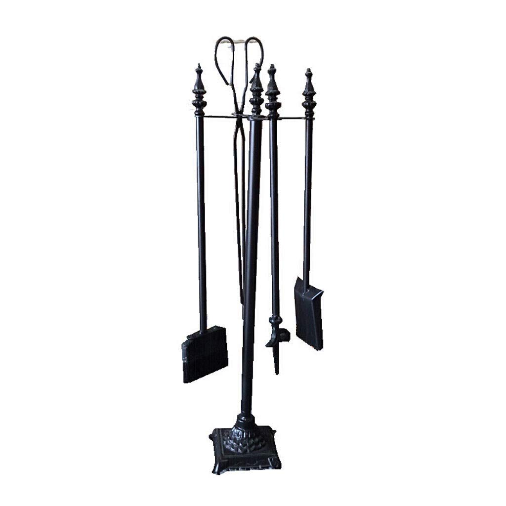 Set di Attrezzi per caminetto Set di stufe in Stile Europeo di 5 pinze per caminetti, Mazza, piedistallo, Pala e Spazzola, Decorazione per caminetto in Ferro battuto Set di attrezz
