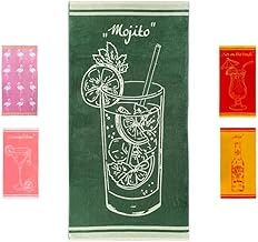 Beach Towel 90 x 180 cm Bath Towel Beach Towel 100% Cotton Velour Terry Cloth Easy Care (Mojito)