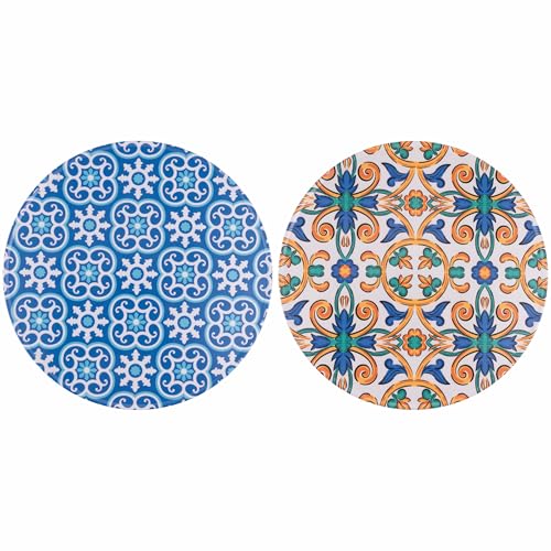 Lavaggio a mano Set 4 Piatto pizza in gres Ø 33,5 cm, decoro portoghese, Lisbona