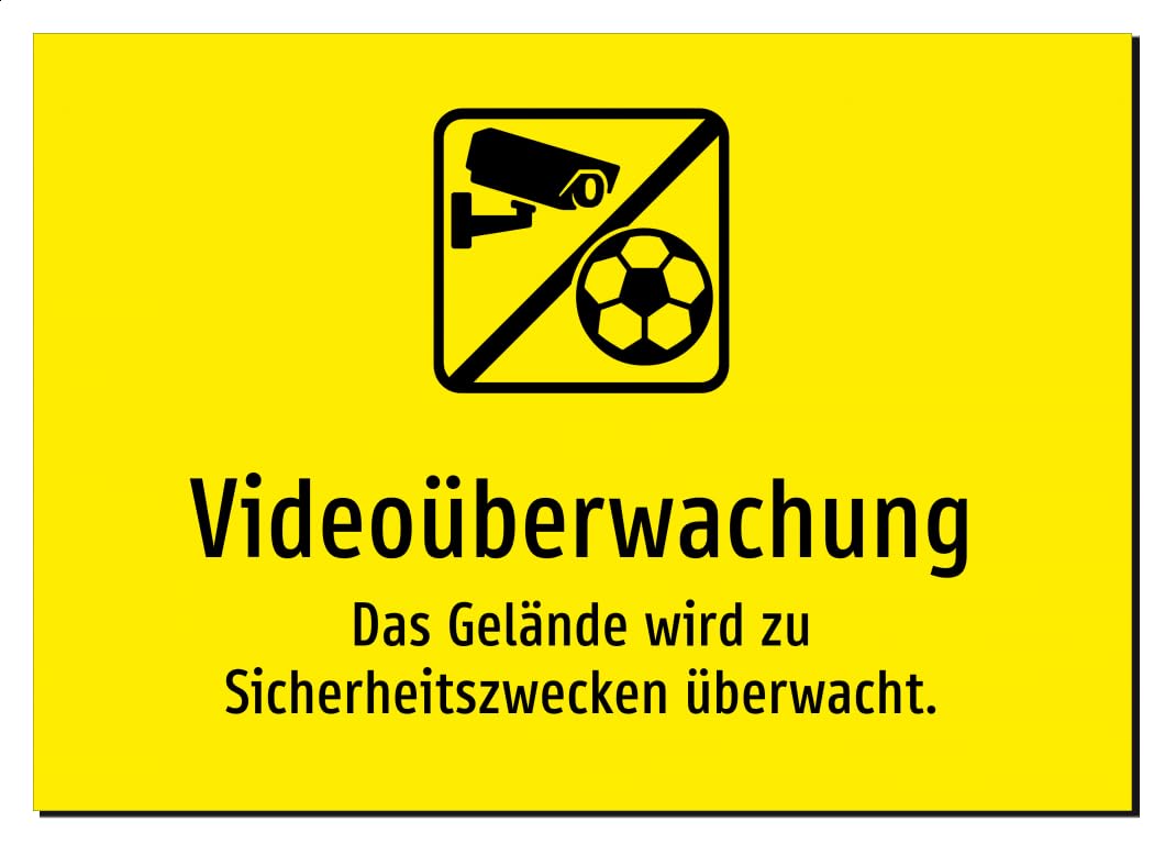 Videoüberwachung - Das Gelände wird zu Sicherheitszwecken überwacht. – Aluminiumschild A5: 210x148mm – Mit Grafik und Text