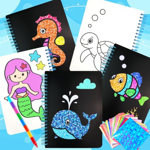 Foil handicraft Book, Art and Craft for Kids-Create Sparkly Ocean Pictures,No Mess Colouring Book,Art & Craft Supplies Kits,DIY Creative Activity Travel Toy Gifts,Ideal Gifts for Girls Boys Ages 4+ — photo 5