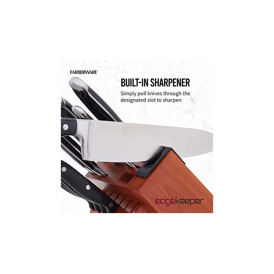Farberware-Edgekeeper-Professional-15-piece-Forged-Triple-Riveted-Knife-Block-Set-with-Built-in-Edgekeeper-Black Farberware Edgekeeper Professional 15-piece Forged Triple Riveted Knife Block Set with Built-in Edgekeeper, Black