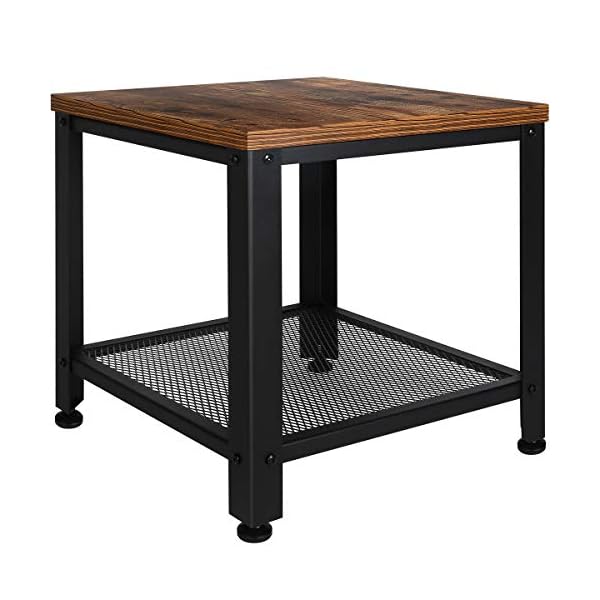 TomCare End Table 2-Tier Side Table with Storage Shelf Small Tables Living Room Square Coffee Table Nightstand Metal Frame Bedside Table Multipurpose for Home Office Living Room Bedroom