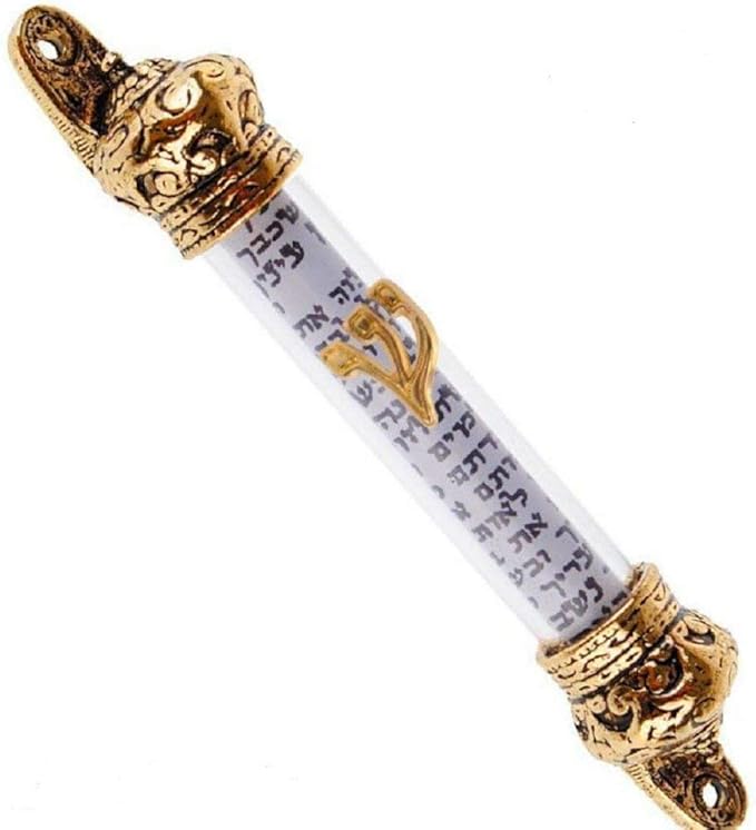 Home & Kitchen Mezuzahs Gold Plated Royal Cz Gemstone Crown Mezuzah and