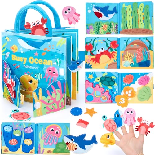 hahaland Busy Board Montessori 1 Anno - 15 in 1 Feltro Libro Montessori Interattivo Quiet Book Sensoriale Educativo -...