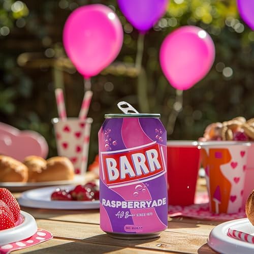 BARR 24 Pack Sparkling Raspberryade, Zero No Sugar Raspberry Flavoured ...