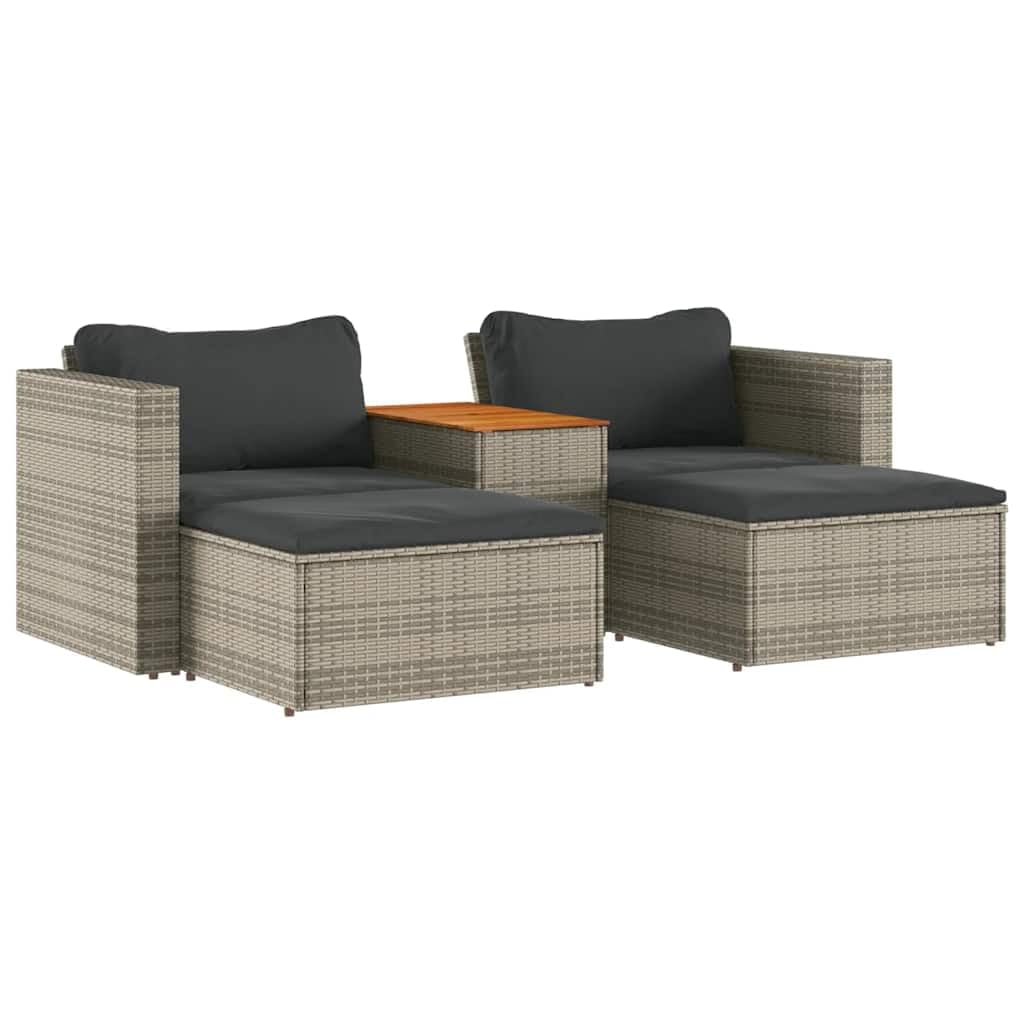 Salon de jardin - vidaXL - 9 pcs - Résine tressée - Coussins amovibles - Beige