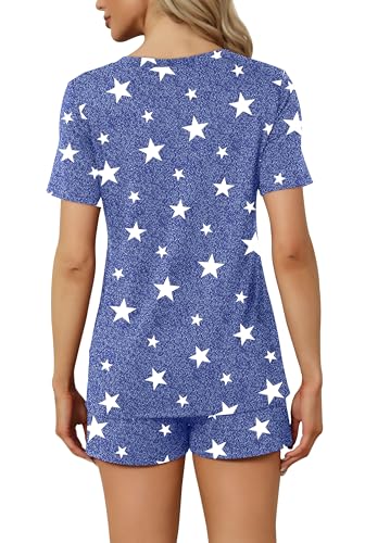 Image of RUBZOOF Women's Short Sleeve Pajama Sets with Pockets Casual V Neck 2 Piece Lounge Sets S-3XL