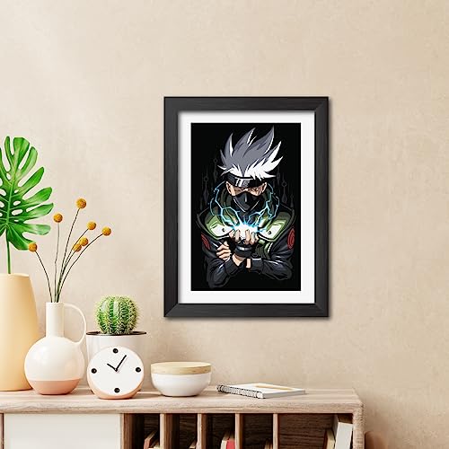 Image of TenorArts Kakashi Hatake Posters Naruto Anime Poster Laminated Photo Frame Painting with Matt Finish Black Textures (12inches x 9inches)