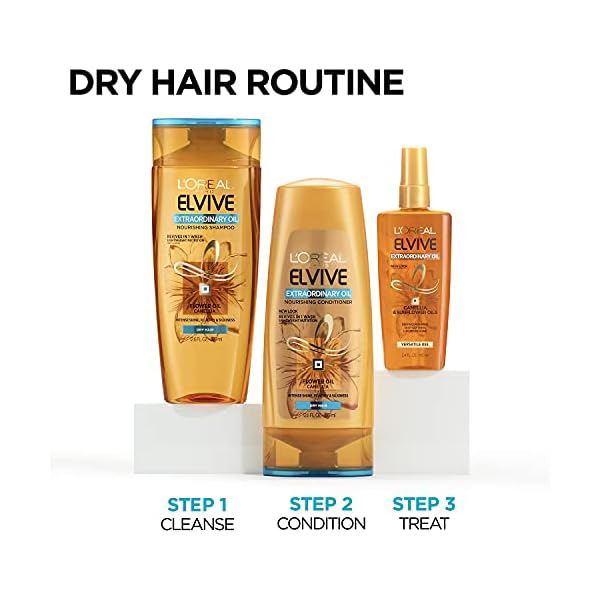 L'Oreal Paris Elvive Extraordinary Oil Nourishing Conditioner, for Dry or Dull Hair, Conditioner with Camellia Flower Oils, for Intense Hydration, Shine, and Silkiness, 28 Fl; Oz