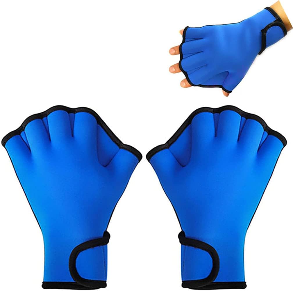 YMLHOME 1 Pair Aquatic Swim Gloves Training Swimming Gloves Neoprene Water Resistance Webbed Gloves for Men Women Adults Water Fitness Training (Blue) : Sports & Outdoors