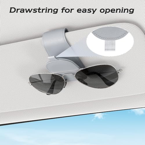 Image of Sotfamily Sunglass Holder for Car Visor, Light Gray, 2 Packs | Suede Cloth, Magnetic, Organizer for Car Accessories