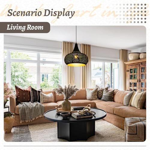 Image of Vintage Black Pendant Light Set of 2, Moroccan Living Room Hanging