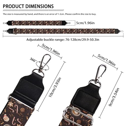 Image of Talayituse Coffee Candy Snowflake Print Shoulder Strap Wide Purse Bag Strap Christmas Decoration Adjustable Replacement Belt Luggage Crossbody Shoulder Bag Strap for Women Girls