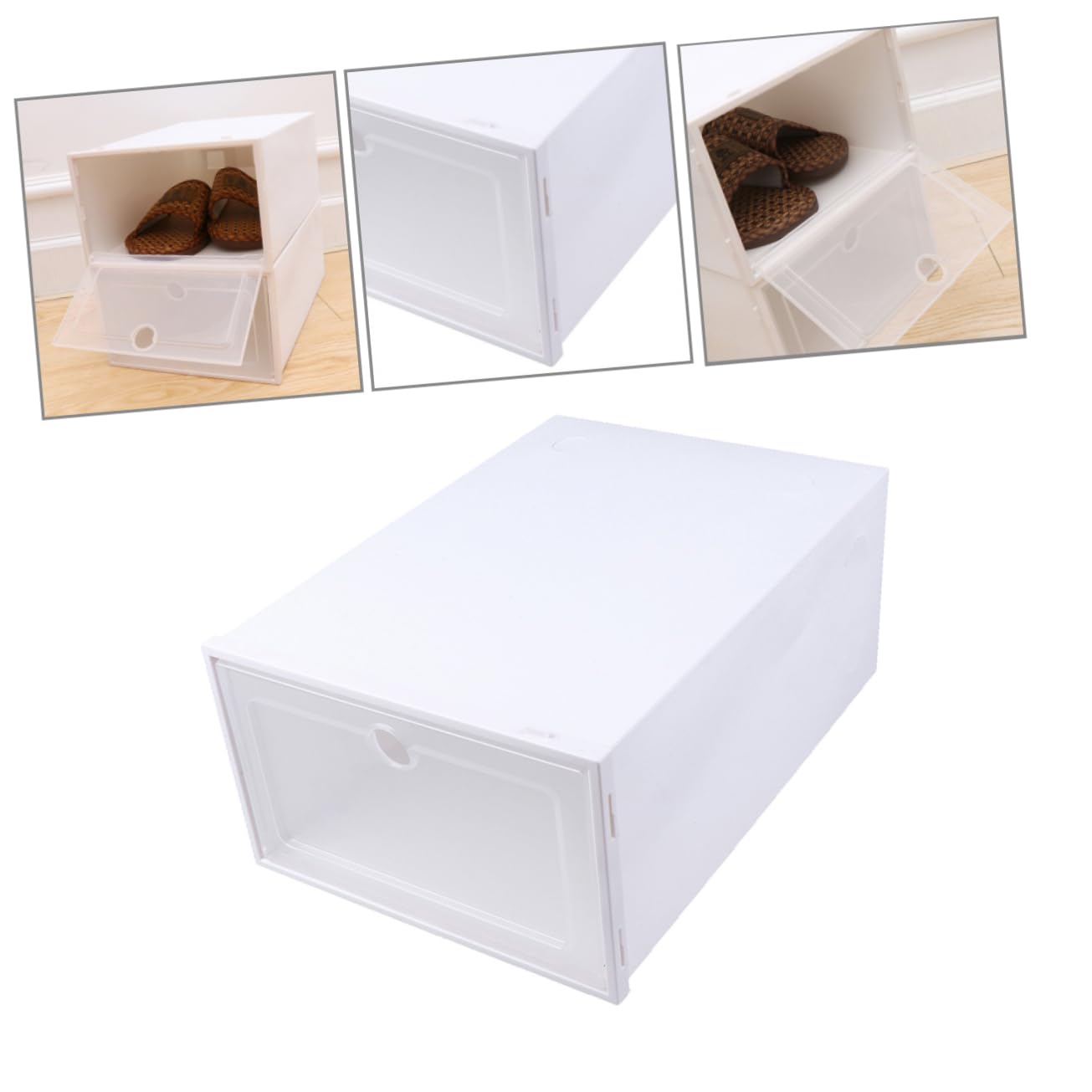 Cabilock 6pcs Stackable Transparent Shoes Organizer Drawer Type Dustproof Shoe Storage Box for Easy Access and Organization for Accessories and More