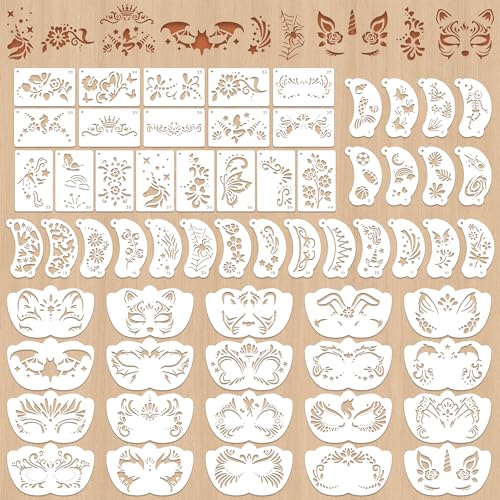 60PCS Face Paint Stencils Face Body Reusable Makeup Templates