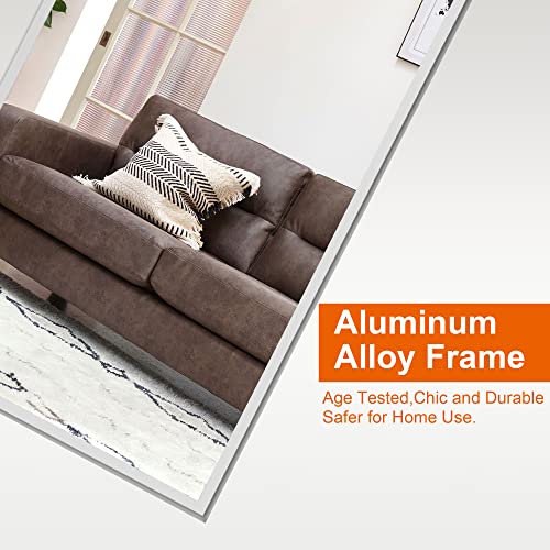 Image of PexFix Floor Full Length Mirror 64 inchx22 inch Mirror Full Length with Stand Full Body Mirror for Home Decor,Silver