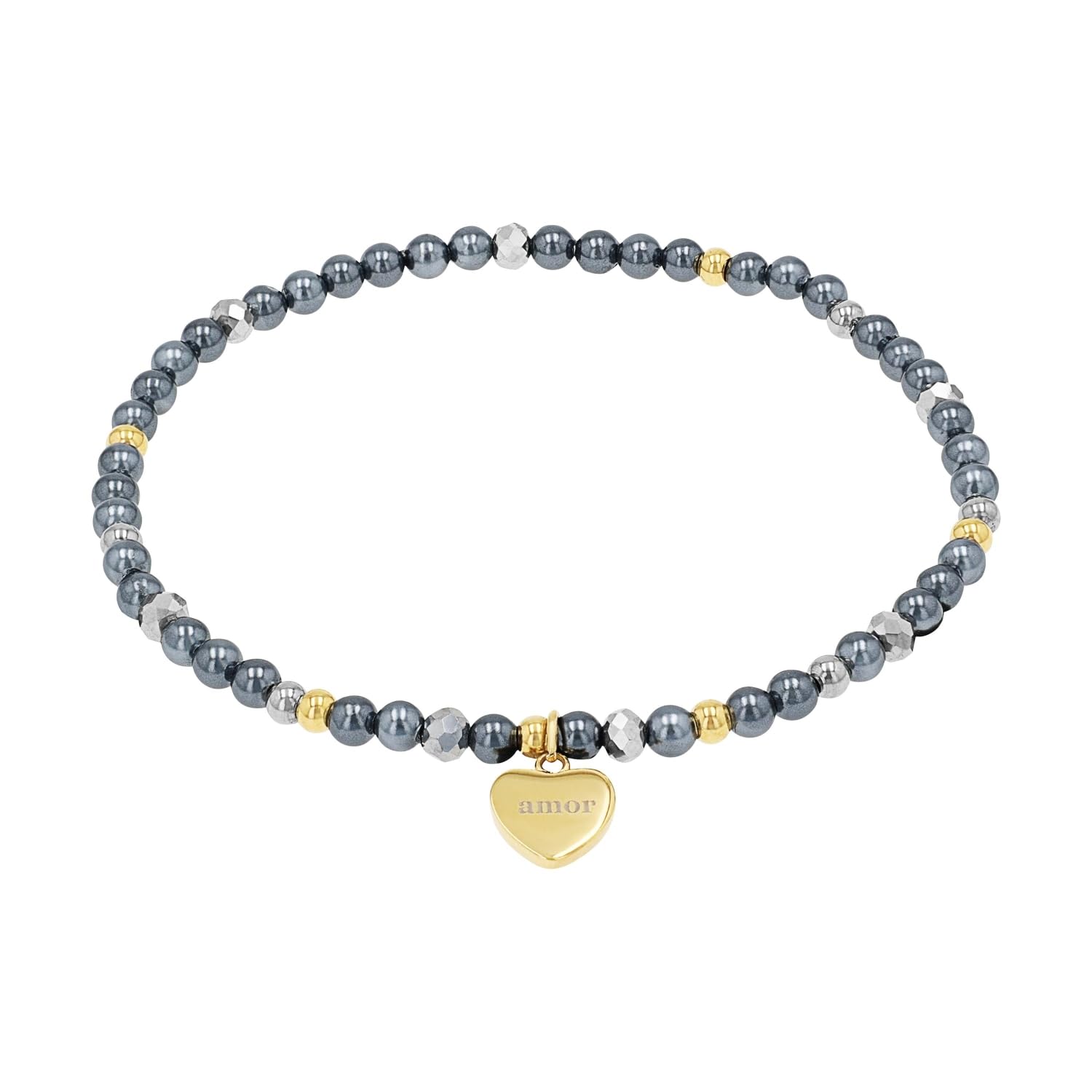 Amor Armband Edelstahl Damen Armschmuck, mit Glas, Schmuckstein synth., 17 cm, Gold, Herz, Kommt in Schmuck Geschenk Box, 2034472