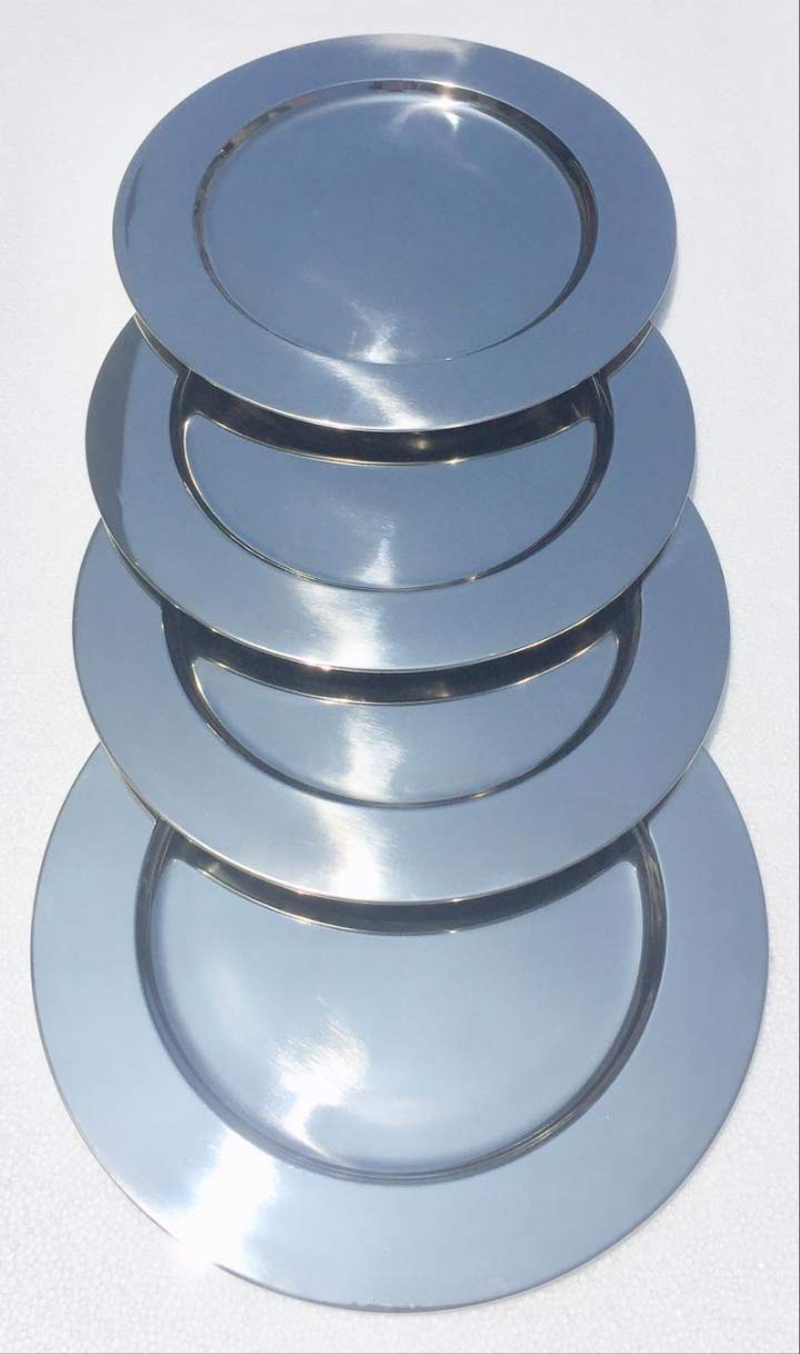 Wedding Metal Charger Plates 13" Round, Set of 4 Plates, Made of Stainless Steel Metal Sheet.