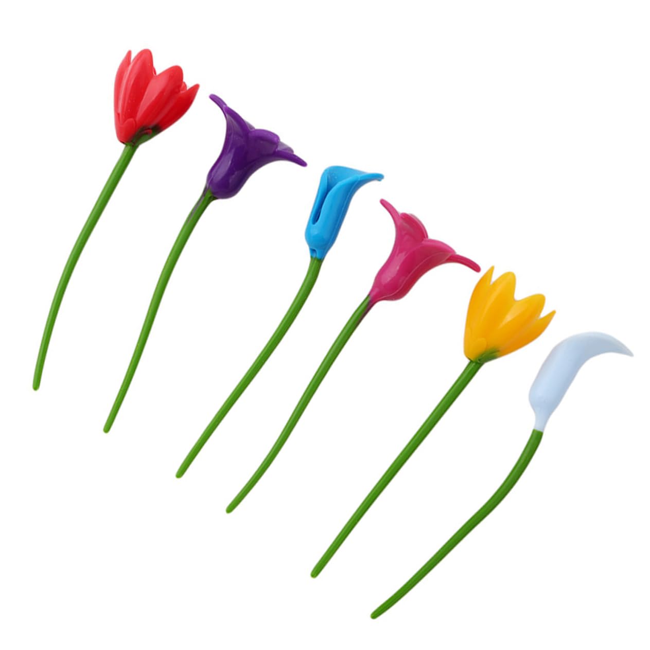 GRIRIW 6pcs Flower Shape Silicone Glass Markers Drink Tags for Wine Glasses Party Favors for Gatherings Dinners and Celebrations Random Color