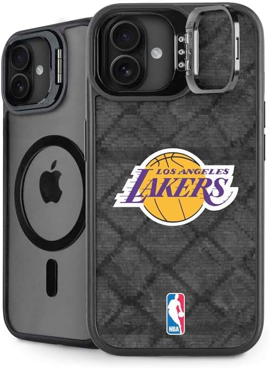 Skinit Kickstand Phone Case Compatible with iPhone 16 - Officially Licensed NBA Los Angeles Lakers Purple Primary Logo Design