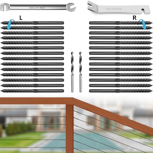 DN Mate Black Cable Railing Kit Swage Lag Screws 70Pack for 1/8" Cable