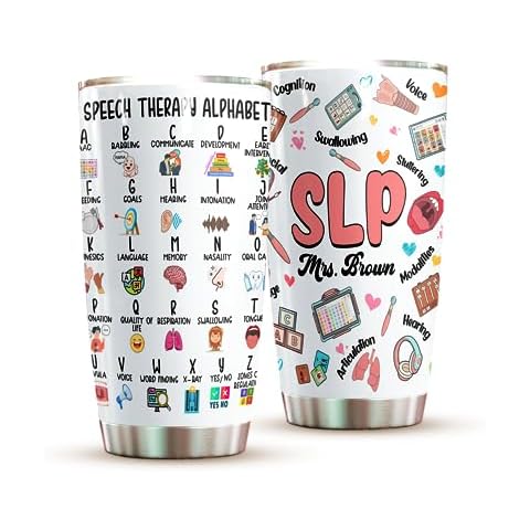 VIAMAZ Speech Therapy Gifts - 20oz Tumbler Speech Therapist Gifts Appreciation, Personalized Speech Therapist Alphabet Tumbler, Gifts for Speech Pathologists, Tumbler Speech Pathologist Gifts Cover