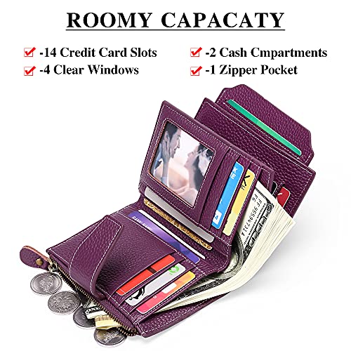 Image of FALAN MULE Small Wallet for Women Leather Bifold Compact RFID Blocking Small Womens Wallet Purse