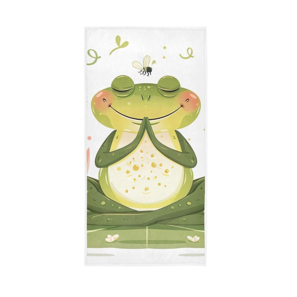 HUYGD Summer Cute Frog Lotus Leaf Hand Towels, Multipurpose Cotton Hand Towels for Hand, Face, Hair, Bath 15 x 30 Inches