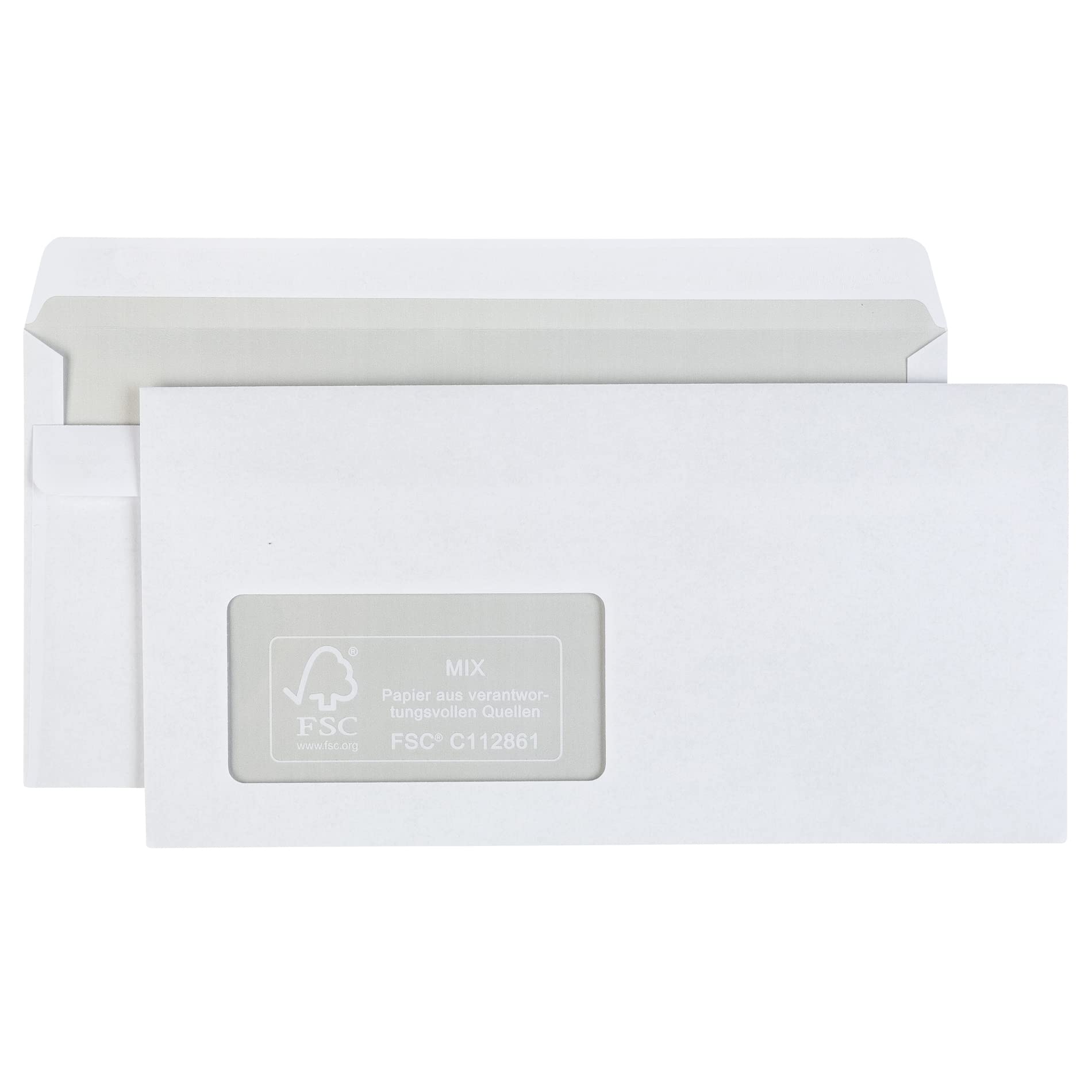 Idena 10221 Koperty Długie, 75 g/m², Samoprzylepne, z Okienkiem, Białe, 1000 Sztuk