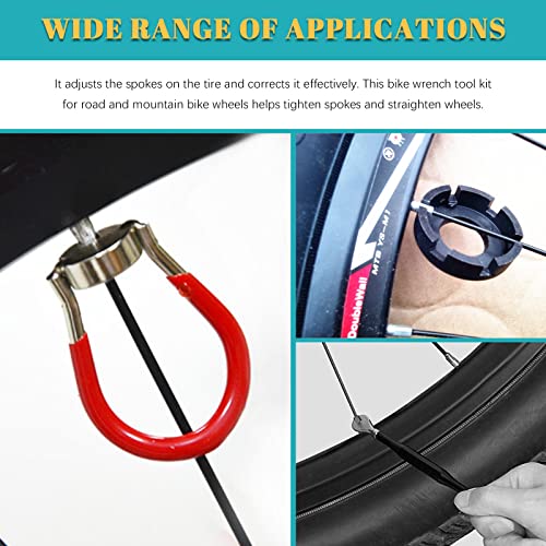 Cimeton 9Pcs Bicycle Spoke Wrench Bike Spoke Tool Set, Including 8 Cut Open Bicycle Spoke Wrench Bicycle Spoke Wrench Double-Headed Bike Spoke Wrench Y-Type Hex Wrench Valve Stem Core And Tire Lever #TOP6