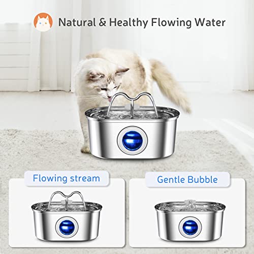 Misfans Cat Water Fountain Stainless Steel, 108Oz/3.2L Pet Water Fountain Automatic Cat Fountain Water Bowl With Transparent Window, Water Dispenser For Dogs, Dishwasher Safe… #TOP5