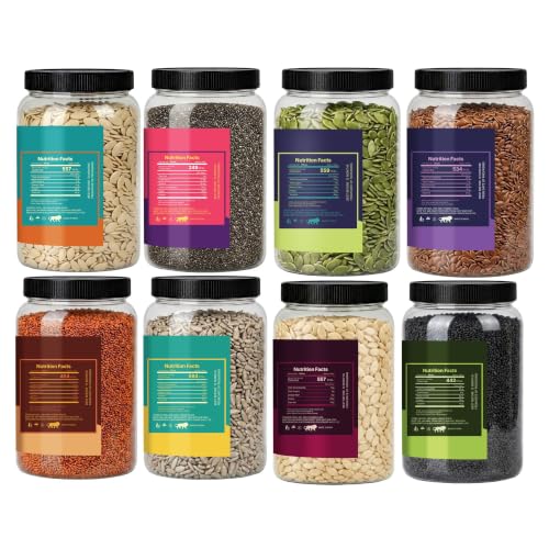 Image of LILA DRY FRUITS 8-in-1 Ultimate Seed Mix Chia Pumpkin Sunflower Watermelon Muskmelon Flax Basil Halim Seeds 100 g each