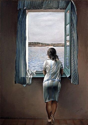 Woman at the Window (Muchacha en la ventana) by Salvador Dali, 100% Cotton Canvas Print 28 x 20 cm