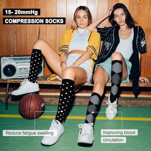 Image of Iseasoo 4 Pairs Compression Socks for Women Circulation-Best Support for Nurses,Running,Athletic,Travel