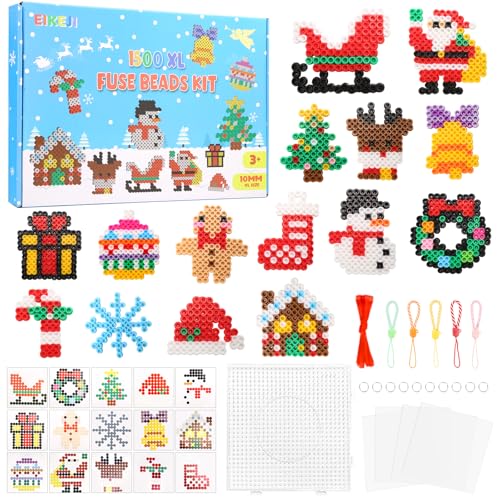 EIKEJI Große 10mm Weihnachten Bügelperlen Set, 1500 Stück XL...