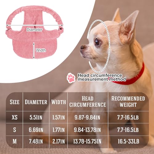 Jadive Hunde Sonnenhut mit Ohrlöchern Katze Hunde Sonnenbrille mit Rutschfestem Silikonband Verstellbarer Haustier Baseballmütze Sommer Sonnenschutz Hut für Welpen Foto-Requisiten(Rosa,Klein)