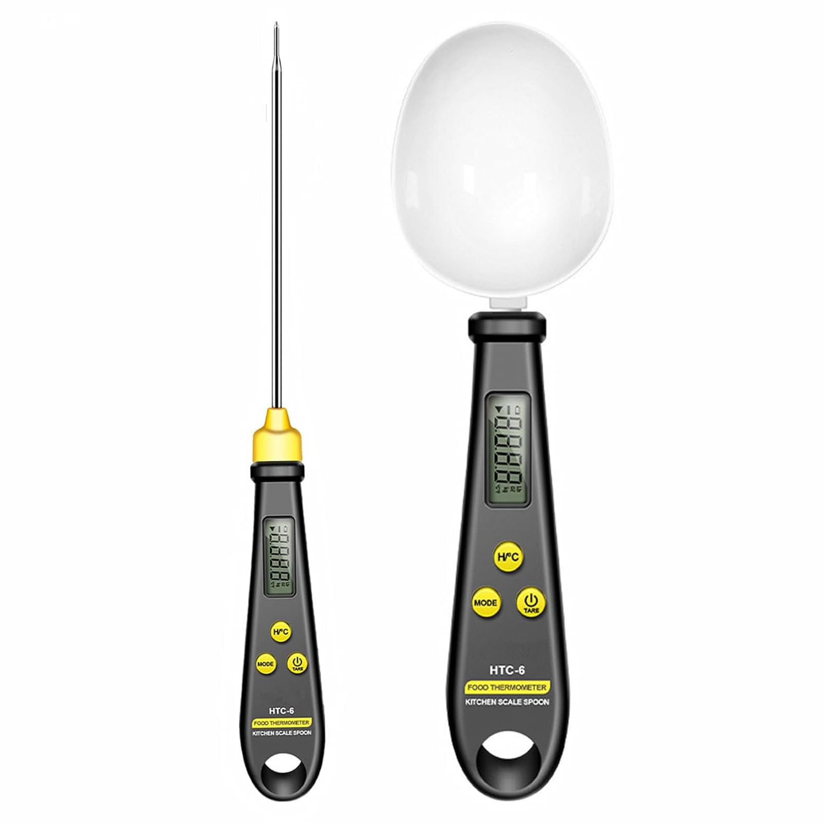 ALMEKAQUZ2 In 1 Digital Kitchen Spoon Scales Electronic Food Scale with Thermometer Probe,Instant Read Digital Spoon Scale Weigh up 1-500g for Coffee Power,Spice, Flour,Baking,Kitchen Frying,Grilling