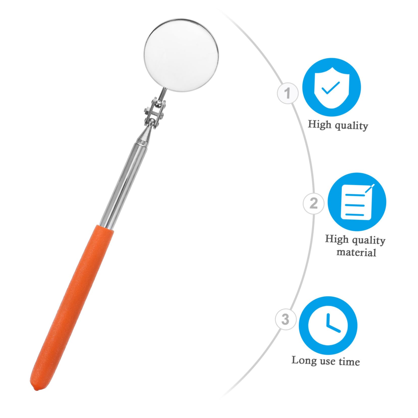 NAMOARLY 1 PC Telescopic Inspection Mirror Car Vehicle Auto Telescopic Mirror CD Rack Car Inspection Mirror Auto Car Inspection Tool Auto Telescoping Mirror Swivel Orange Stainless Steel