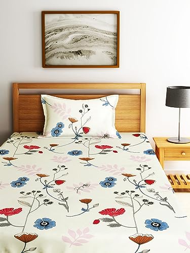 Image of Home Sizzler 144TC Tropical Floral Paradise Single Bedsheet with 1 Pillow Cover